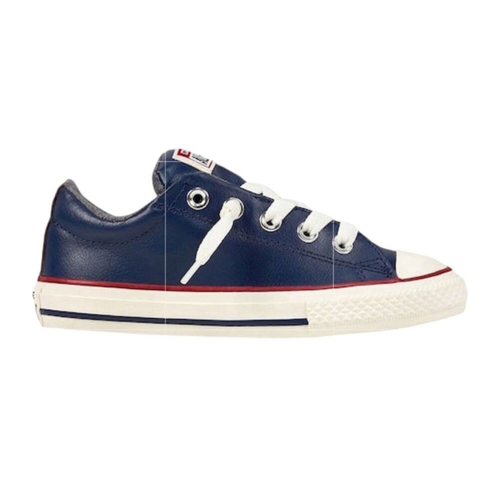 CONVERSE All Star Chuck Taylors, Navy Blue Leather Youth Sneaker Size 1
